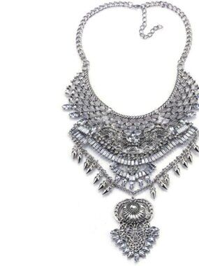 Long Tassel Chunky Boho Coin Statement Necklace for Women